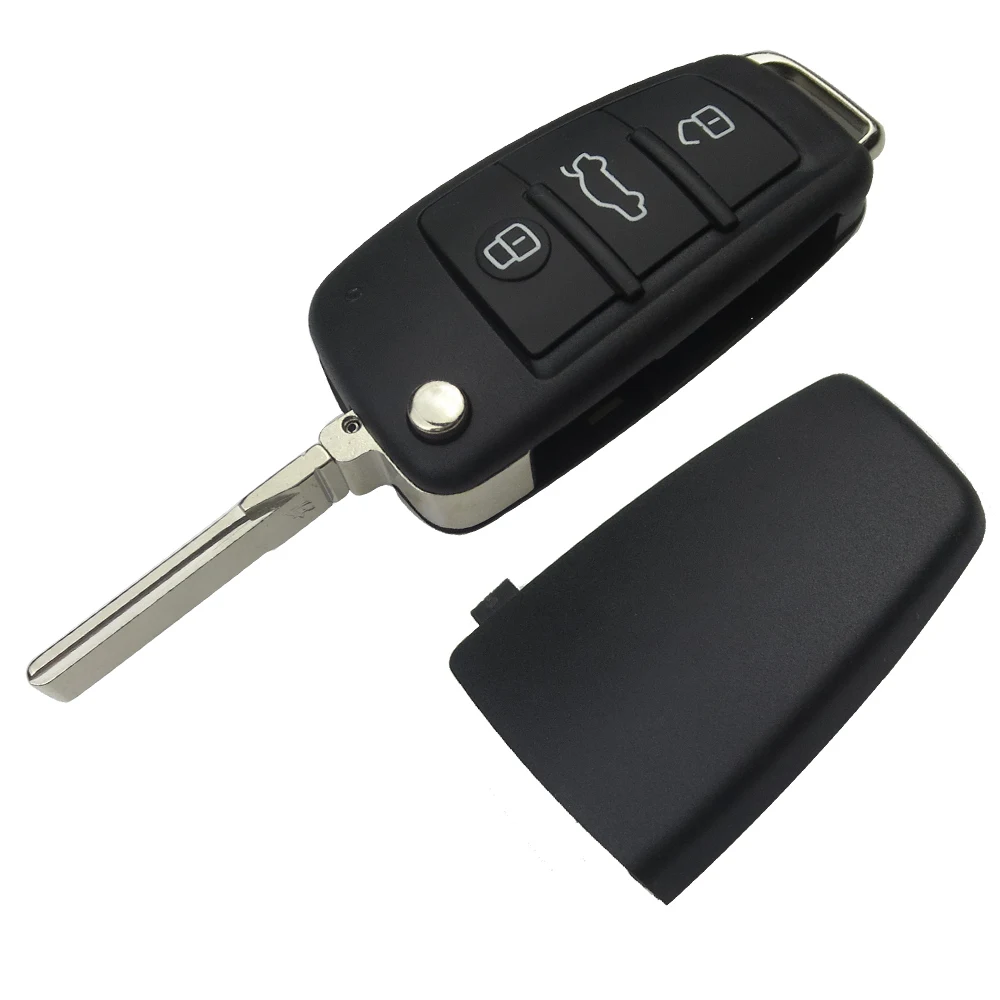 OkeyTech 3 botões flip fold remoto chave do carro escudo keyless entrada kd chave capa caso para audi a6l q7 a2 a3 a4 a6 a6l a8 tt sem lâmina