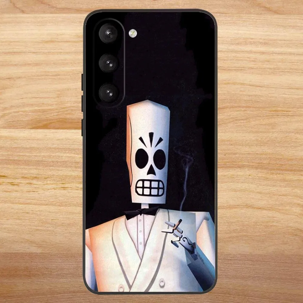 G-grim fandango-samsung s23,s20 ultra,note 20 lite,ultra,5g,plus,fe,s23,22,22, 30,21,10,9用のソフトブラックケース