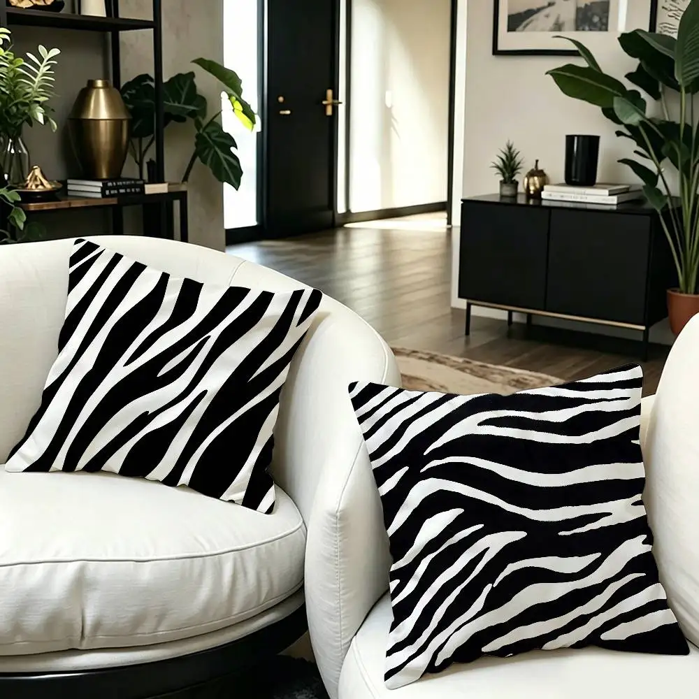Black White Print Zebra Cushion Cover Car Throw Pillow Case For Sofa Car Christmas Gift 40x40cm 45x45cm - view 5