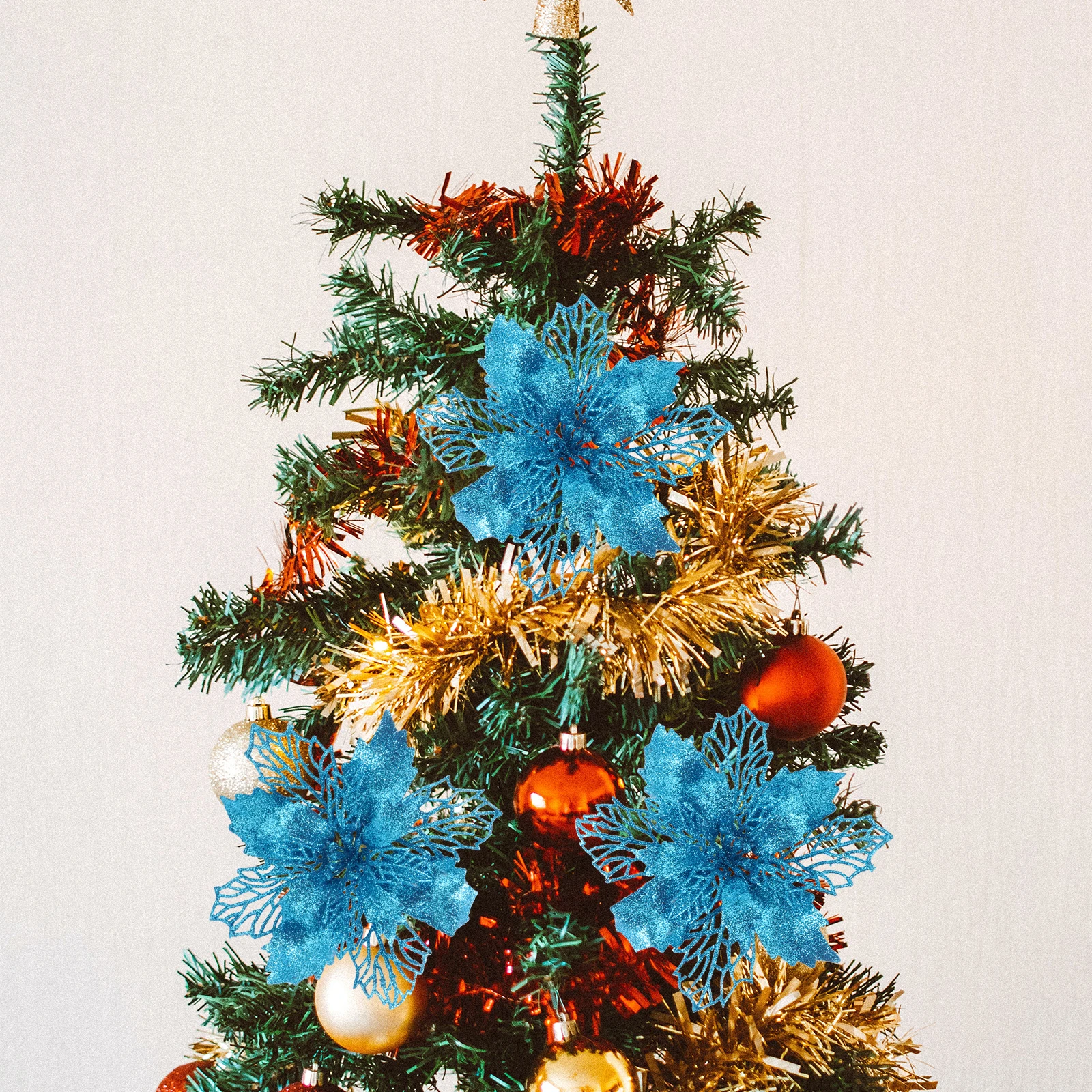 

Christmas Tree Garland Pendant Flower for Pointsetters Flowers Artificial Decoration Poinsettias Blue