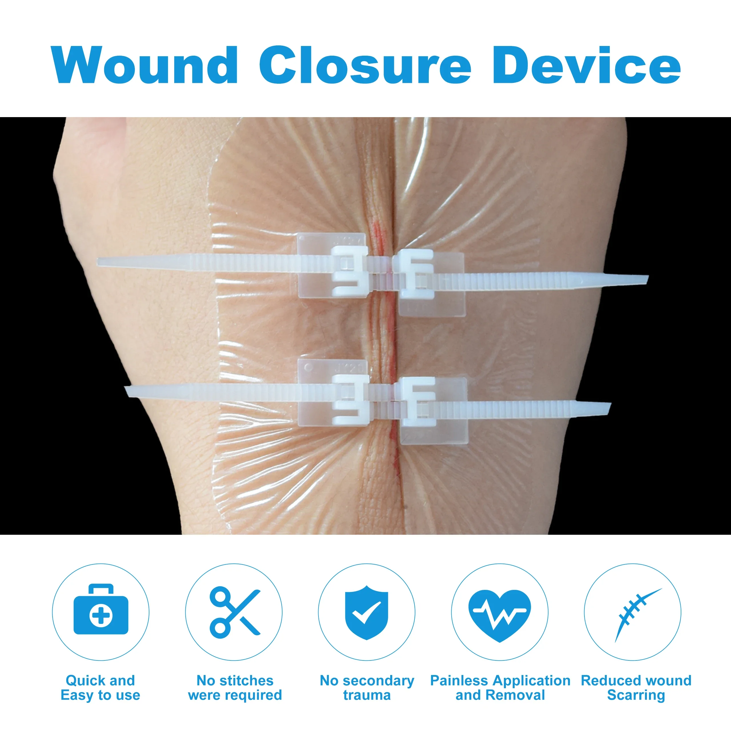 Painless Wound Closure Zip Suture, Transparent Steri Strip with Reducer Patches