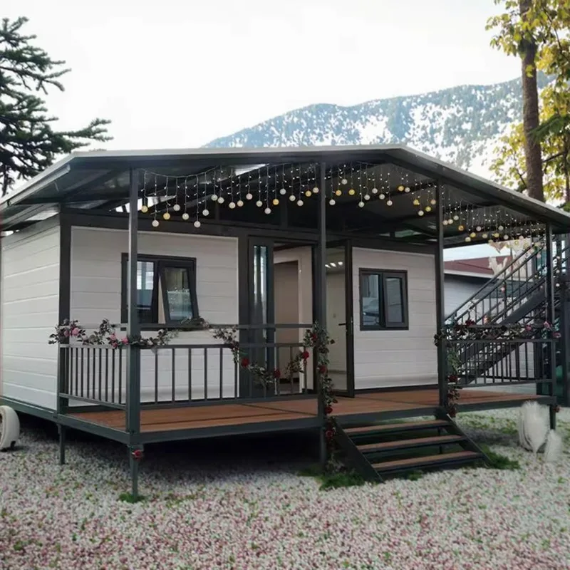 Luxury Prefabricated Container House Expandable Tiny Home Portable Foldable Mobile Modular Solar Panel Bedroom Workshop Entry
