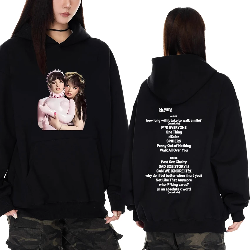

High Quality Lola Young World Tour 2025 Double Sided Graphic Hoodie Men women harajuku fashion pullover Unisex Fleece Sweatshirt