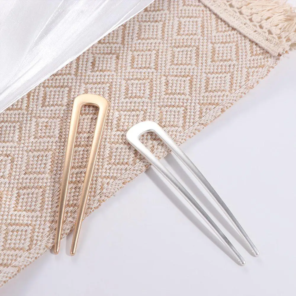 High Quality Metal U Shape Barrettes Simple Electroplate Hair Sticks Korean Style Fashion Chinese Hair Pin Hair Accessory