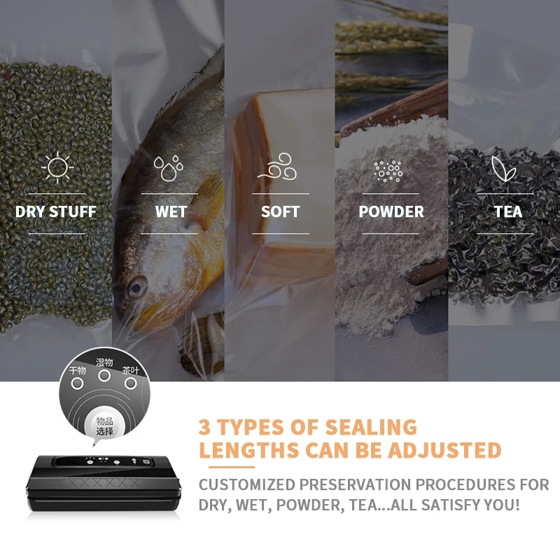 Commercial Vacuum Sealer Machine Multifunction Automatic Food Packaging With Bag Roll Storage Cutter For Home Kitchen Use