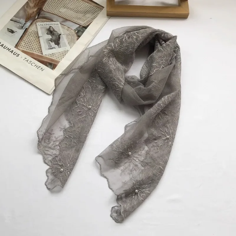 أنيقة الأدبية الرجعية القذرة صبغ العصرية الدانتيل وشاح حريري المرأة تنوعا الزخرفية طوق واقية من الشمس شال الربيع الصيف رقيقة