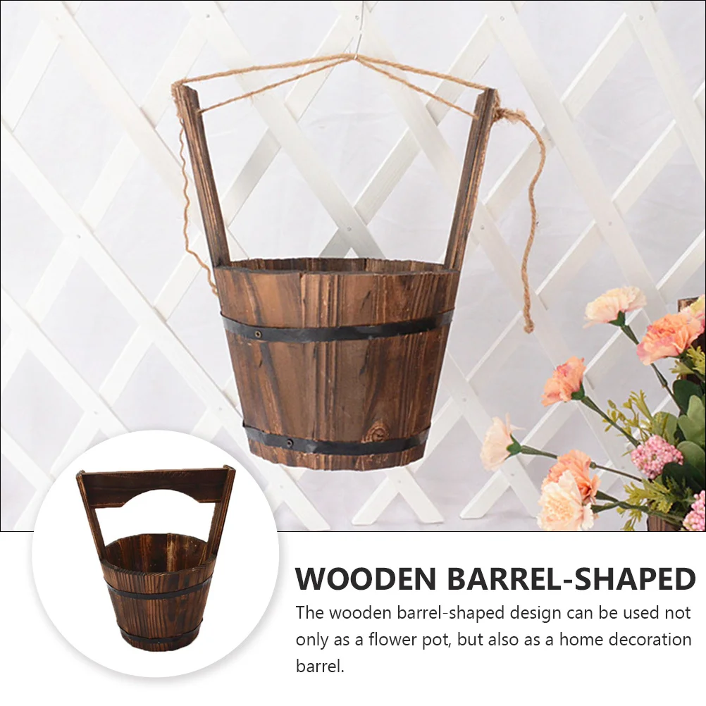 

Rustic Wooden Fence Planter Vintage Garden Decor Plant Container Hanging Flower Pot Bucket Planter