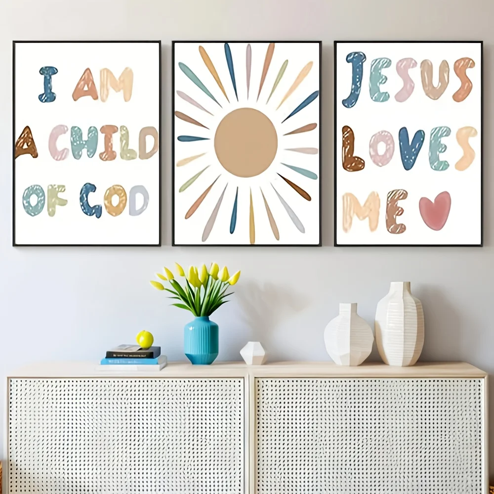 2D Flat, 2D Flat 3pcs Religious Inspirational Quote Art Prints – 