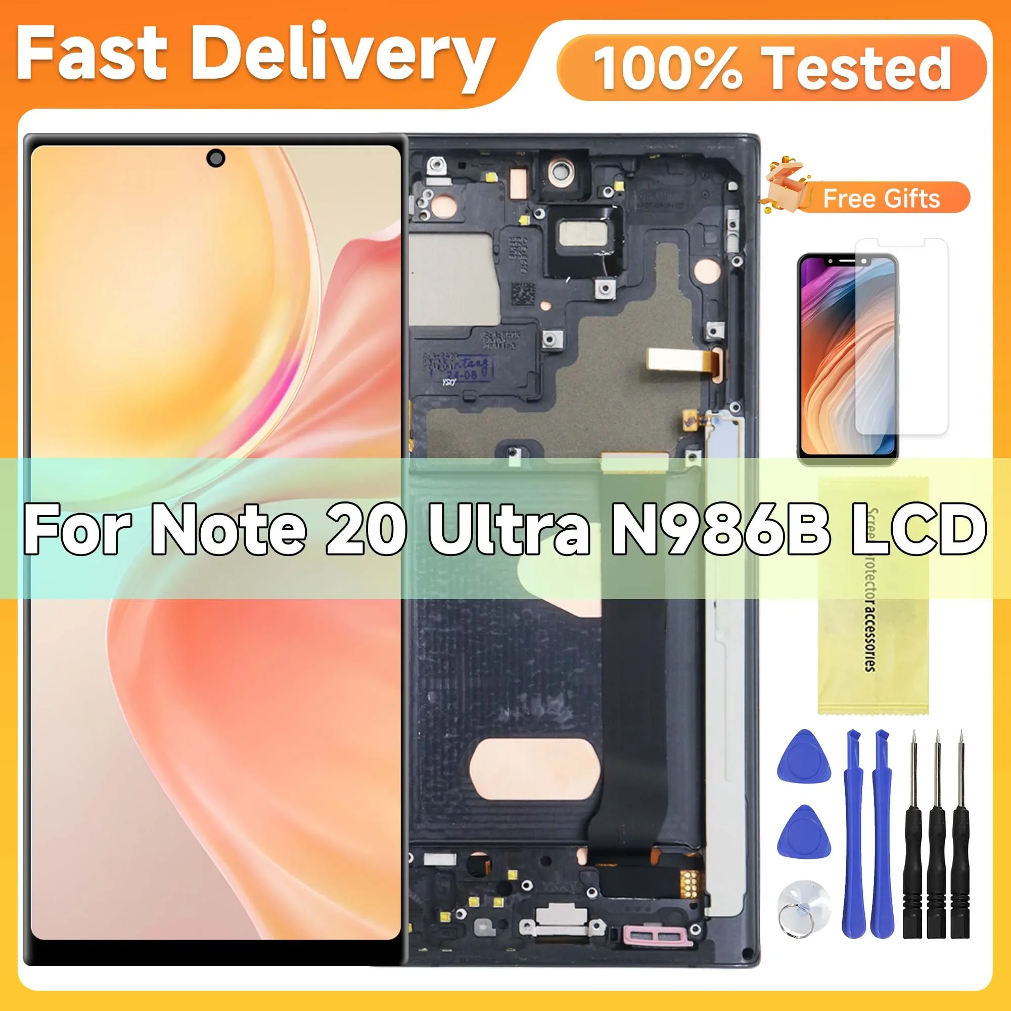 

New TFT Display Note 20 Ultra with Frame LCD for Samsung Galaxy Note 20 Ultra 5G N986B N985 Touch Screen Digitizer Assembly