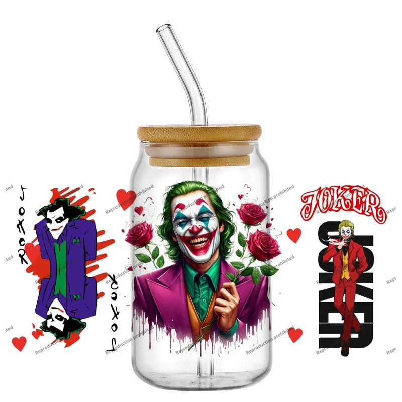 أحدث 35 تصميم شعبية الكرتون جوكر زوجين 16 أوقية UV DTF ثلاثية الأبعاد ملصق مهرج الشارات كوب زجاجي القدح القهوة الحرفية لتقوم بها بنفسك هدية عيد ميلاد #6