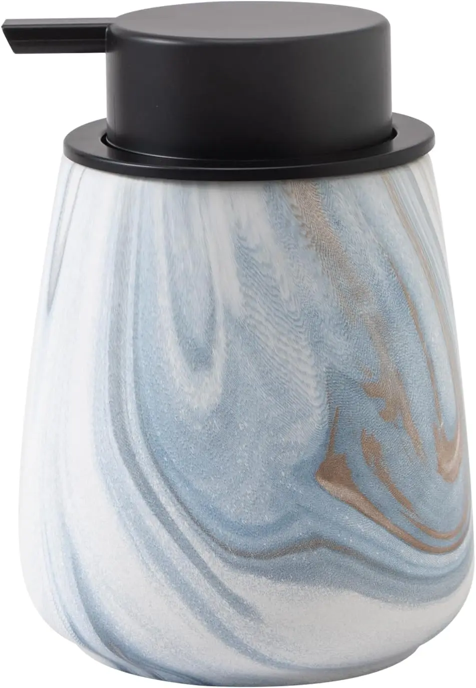 12Oz Ceramic Soap Dispenser with Black Pump, Reusable for Bathroom & Kitchen in Marble Blue