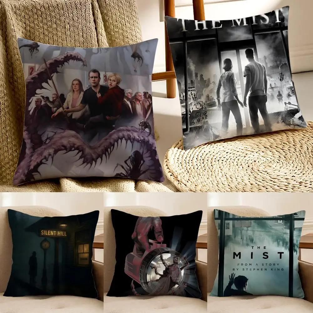 Suspenseful movie The Mist Cushion Cover Faux fur decorative Dark academia style Cat scratching post Rustic Spa pillow cover