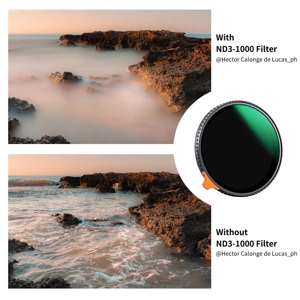 K&F Concept Nano-X Series Variable ND3-1000 ND Filter Fader Neutral Density Filter HD Waterproof Anti-Reflection Green Film