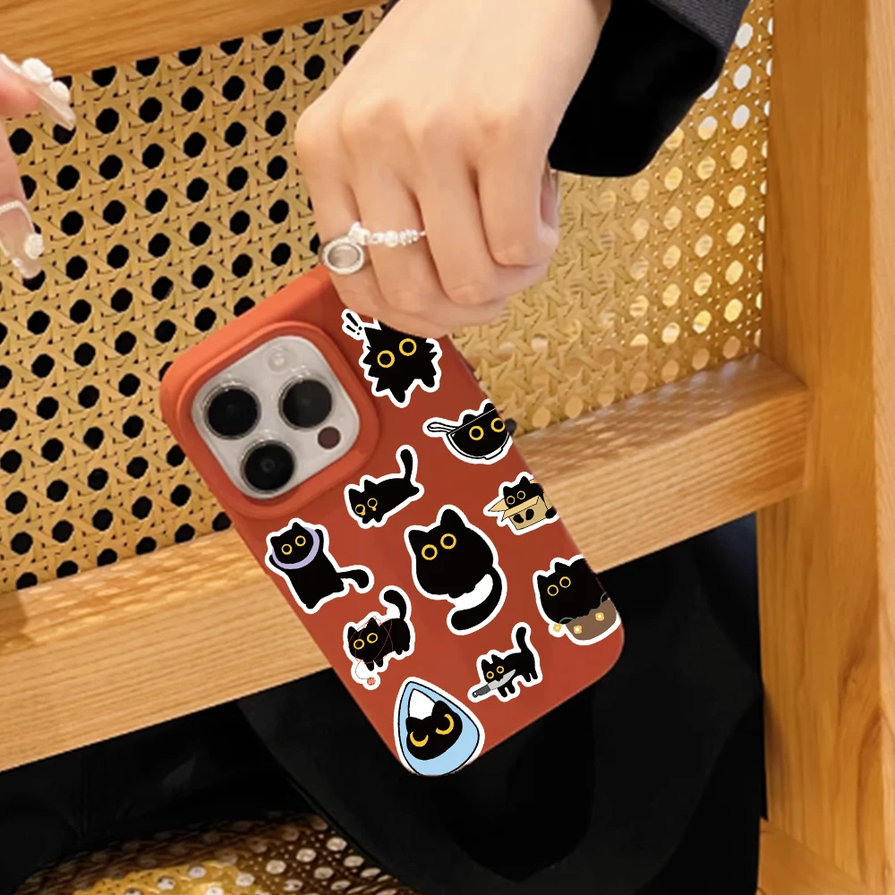 500PCS Black Cat Sticker Rolls Funny Cartoon Cat Meme Cute Label Decals Crafts for Laptop Guitar Skateboard Decor School Rewards image 6