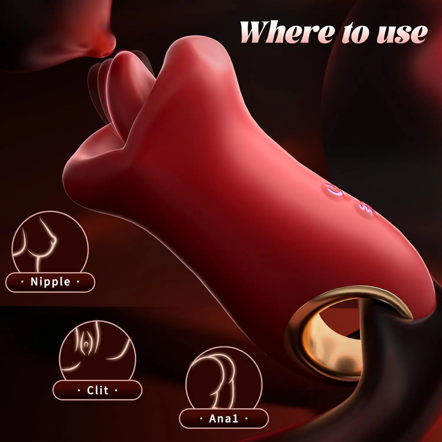 HESEKS 3 IN 1 Handle Mouth Shaped Vibrators 10 Tongue Licking Kissing G Spot Clit Nipple Stimulator Sex Toys for Womens