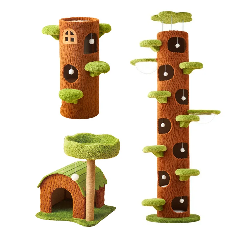 Multi-Level Cat Tree Condo Climbing Scratcher Post Pet Toy Small Apartment Space Saving Sisal Scratching Post with Cozy Perch