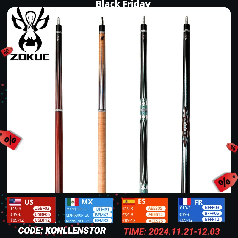 ZOKUE Carom Stick Professional Carom Billiard Cue Korean 3 Cushion Cue Carom Cue Taper 12mm Tip 142 cm Libre Cue with Case