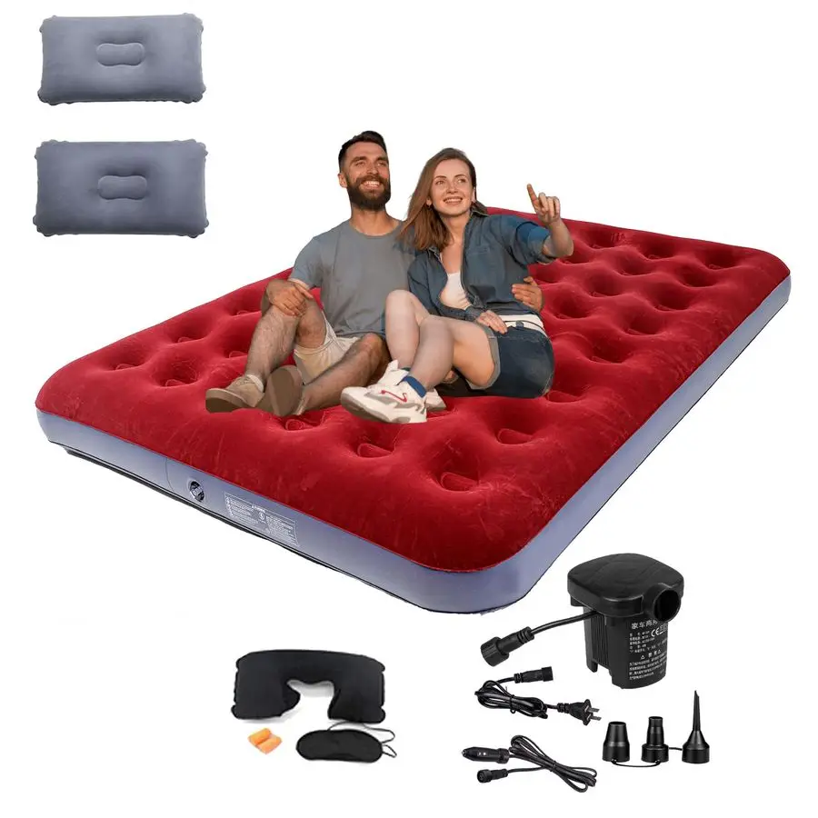 

Size Double Camping Air Mattress Bed with Air Pump,Inflatable Mattress,80x 60Thickened Portable Blow Up Air Mattress,Travel Slee