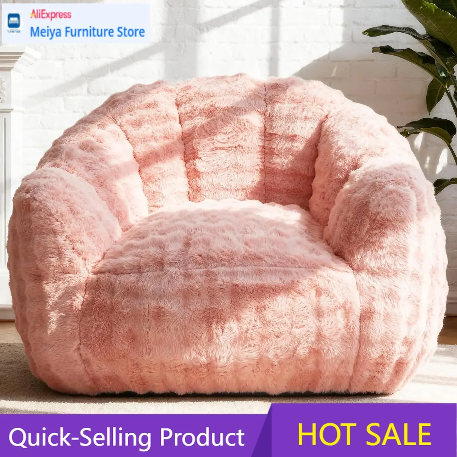 Giant Memory Foam Bean Bag Chair Couch Gaming Kids Teens Adult Pink