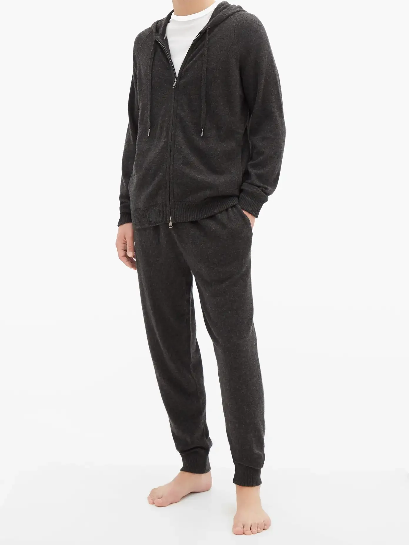 Custom men 100% cashmere hoodie sweater with zipper