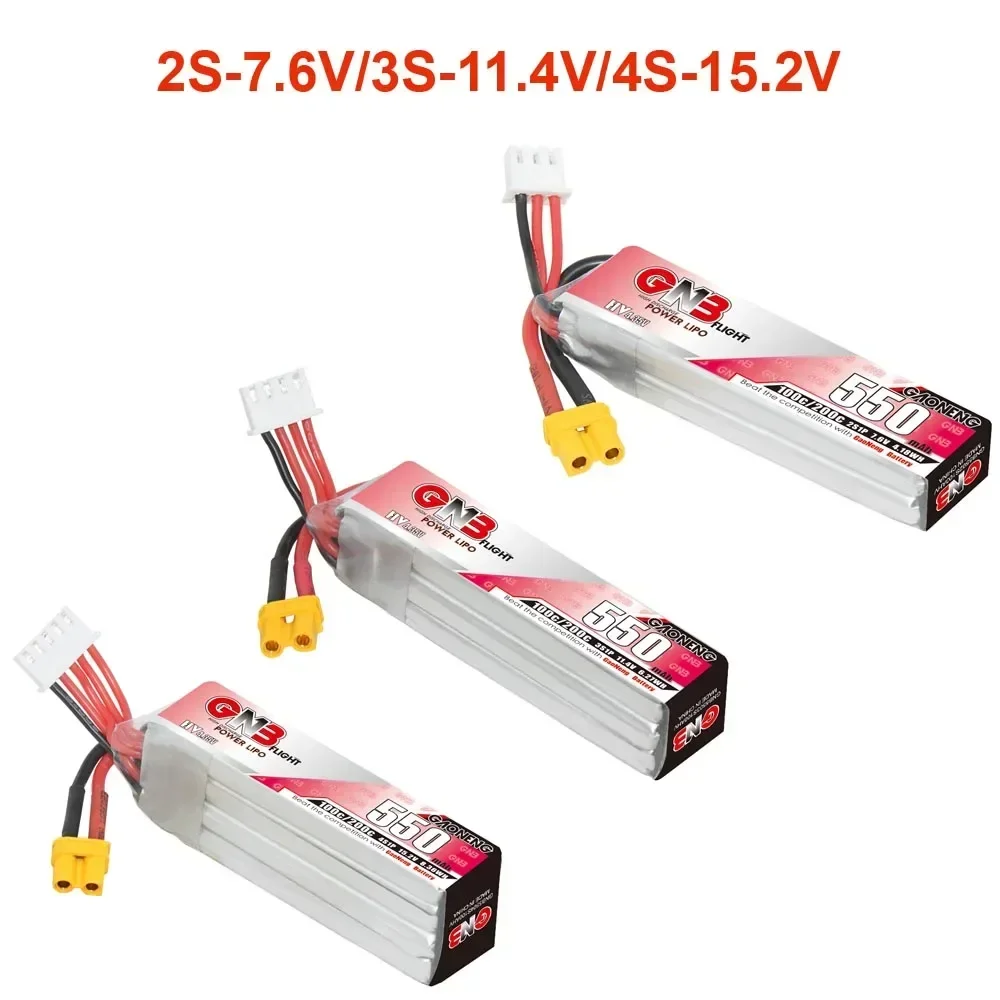 GAONENG 550mAh 100C HV 2S-7.6V 3S-11.4V 4S-15.2V ยาวประเภท GNB Lipo แบตเตอรี่สําหรับ FPV Drone RC เฮลิคอปเตอร์ Quadcopter อะไหล่