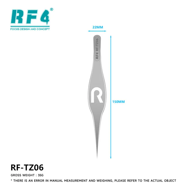 RF4 RF-TZ06 Professional Phone Repair Tweezers Anti Slip R Shape Hollow Design 22mm Width 150mm Length Precision Tools