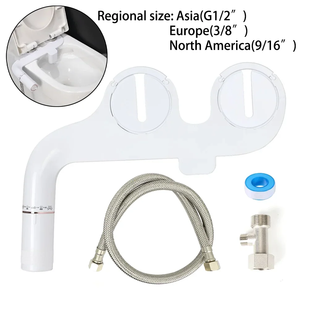 Toilet Bidet Ultra-Slim Bidet Toilet Seat Attachment With Brass Inlet Adjustable Water Pressure Bathroom Hygienic Shower