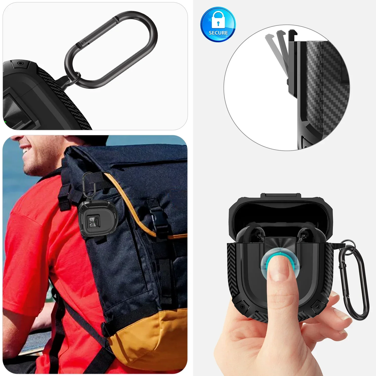 NUNUVV Protective Case for BOSE QuietComfort Ultra / QuietComfort Earbuds II Case Pushbutton Switch Case