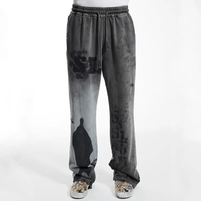 SSSAINT LOUIS VINTAGE fiti изношенного дизайна, свободные прямые повседневные брюки, уличные хлопковые молодежные брюки с высокой талией