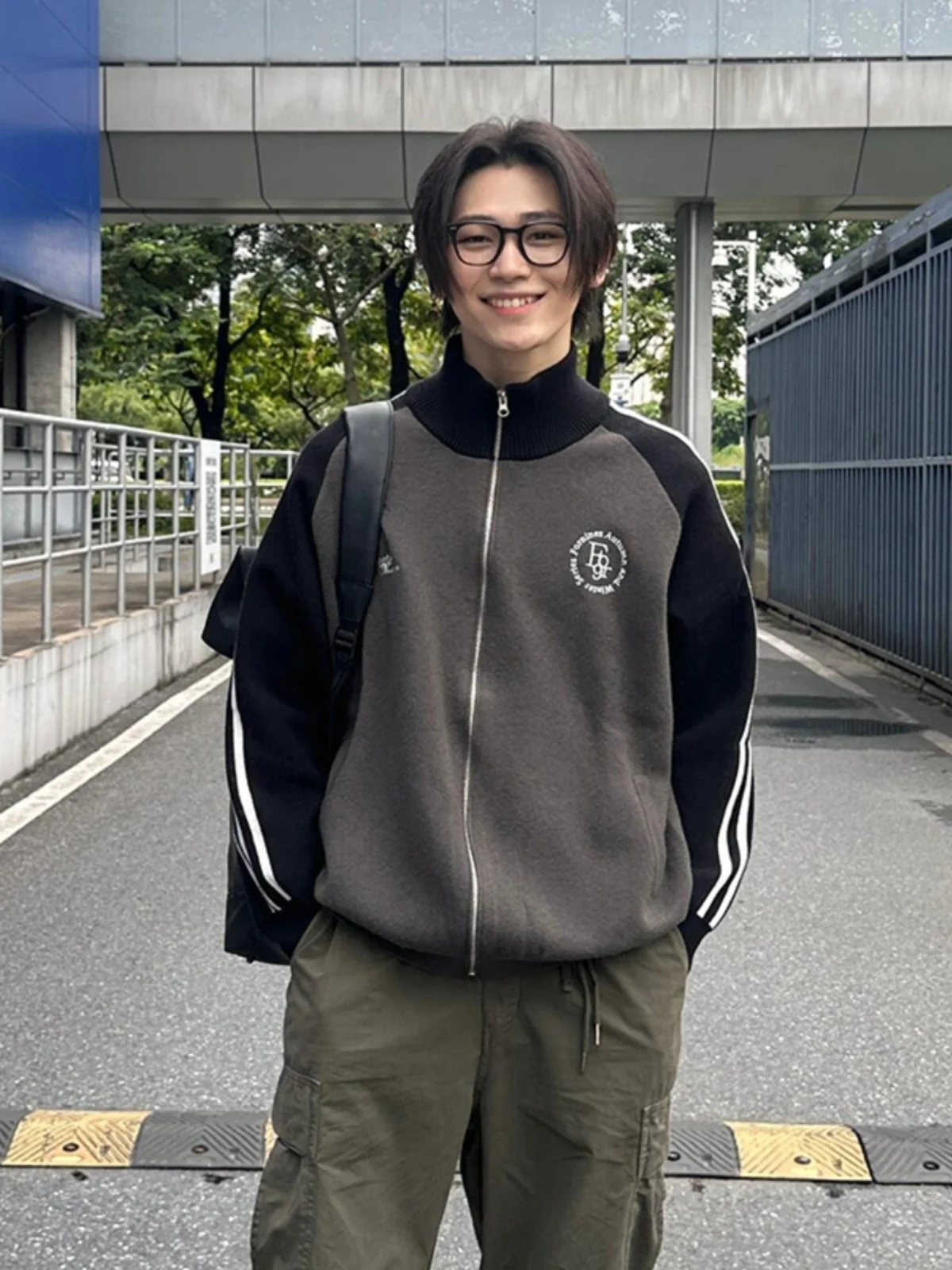 

Мужской вязаный кардиган с вышивкой Tee-Bar, свободный крой, повседневная верхняя одежда, зимний, с длинными рукавами