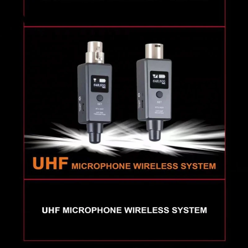 Professional UHF Wireless Mics System Transmitter And Receiver Wired to Wireless microphone XLR Transmitter adapter