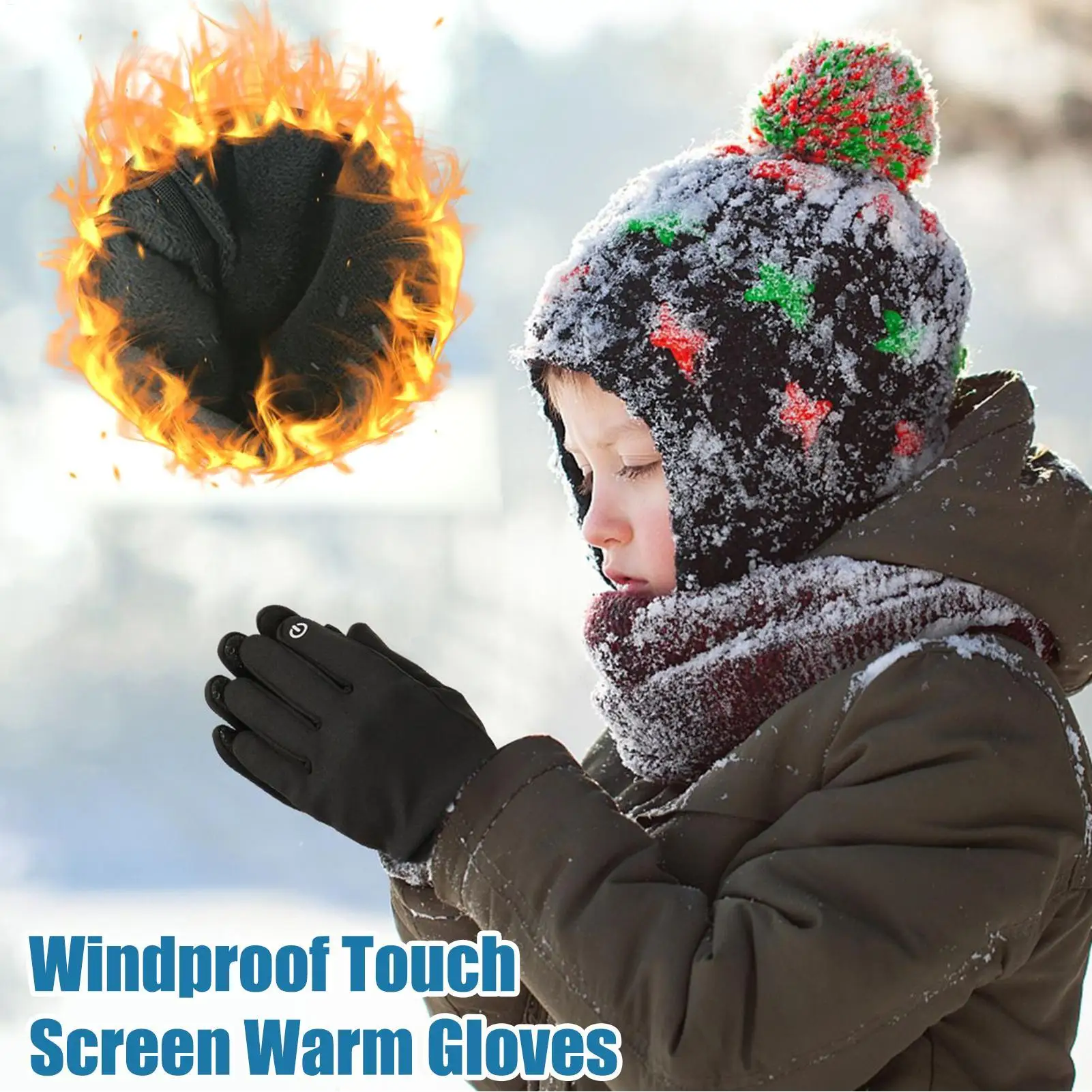 Children Fashion Kids Winter Gloves Cycling Skiing Gloves Warm Winter Gloves Kids Stretch Mittens Boy Girl Infant Accessories
