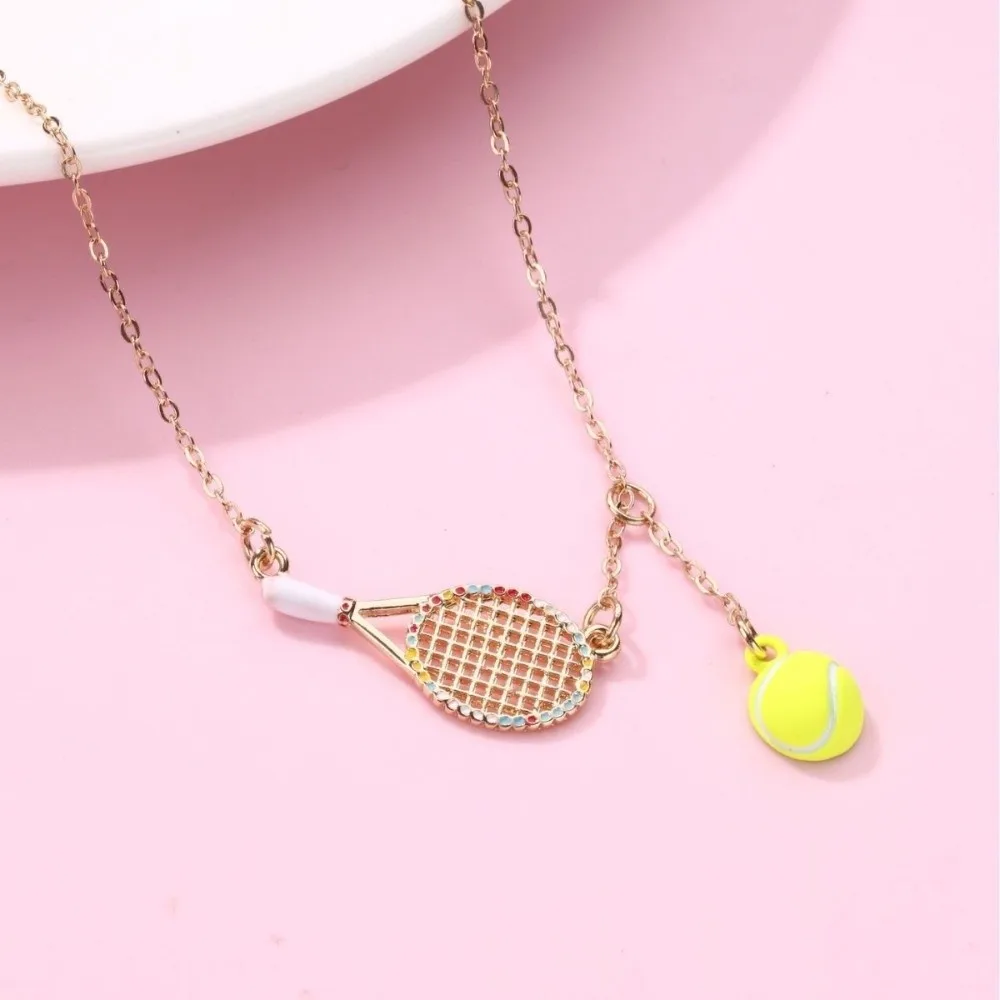 Jewelry Gifts Openwork Design Tennis Racket Necklace Tarnish Free Waterproof Racket Pendant Necklace Sport Necklace Men