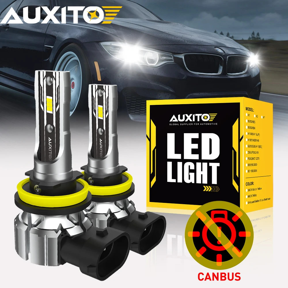 2 шт. AUXITO E2 H8 H11 9005 HB3 9006 HB4 Светодиодный Canbus для автомобиля Комплект дальнего ближнего света Противотуманная фара Белый 12 В 50 Вт Мощный ZES