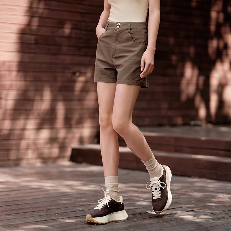 Semir Casual Trousers Women High Waisted Open Show Leg Length 2024 New Summer Ins Tide Simple Basic Shorts Versatile