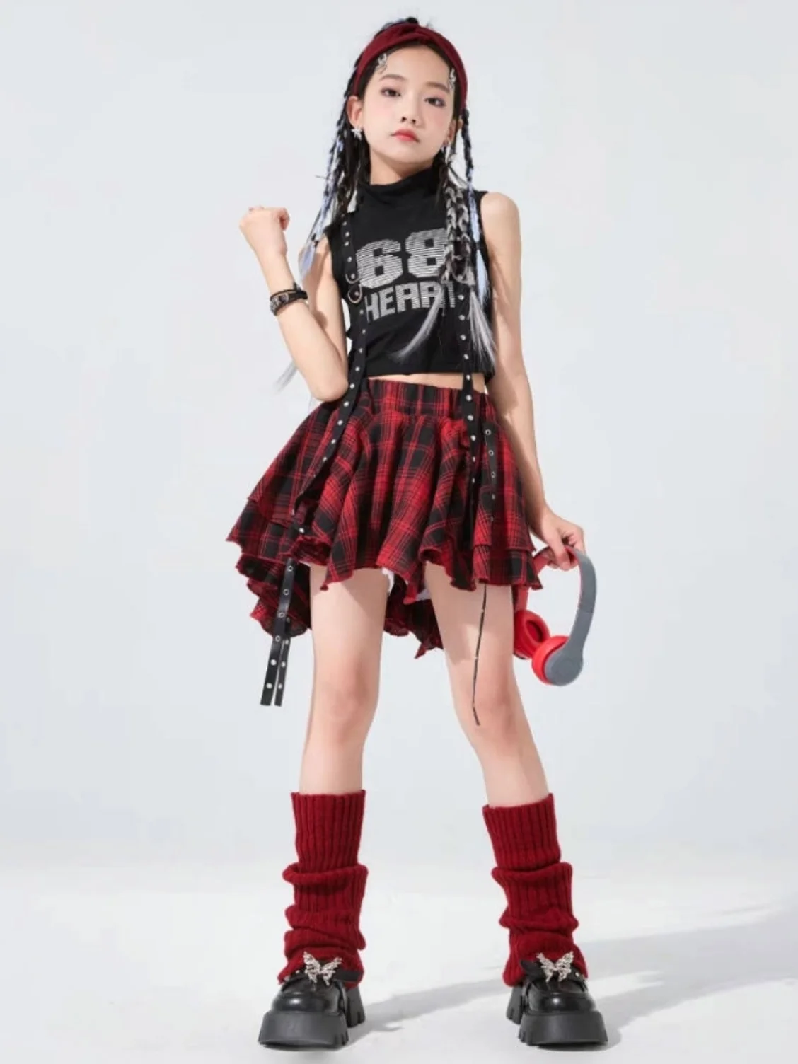 

Уличная одежда для джазовых танцев для девочек, детский модный комплект одежды, костюм для выступлений, хлопковый материал, летняя коллекция 2024