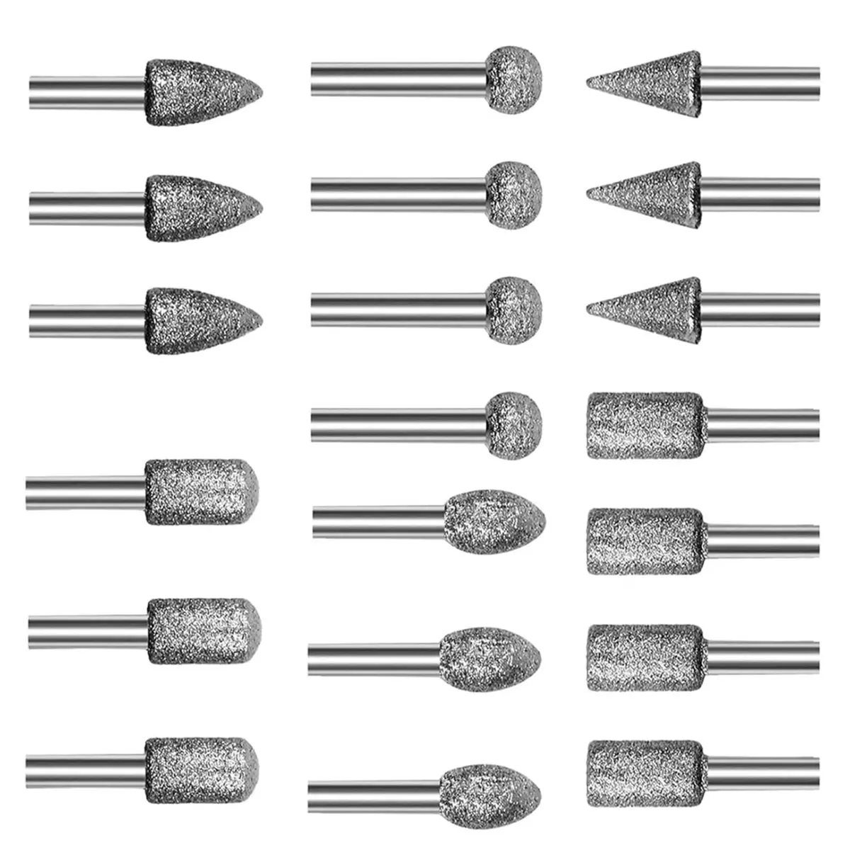Y207A J~20PCS 120 Grit Grinding Bits, 1/8 Inch Shank, Engraving Carving Polishing Accessories for Stone Glass Ceramic Steel