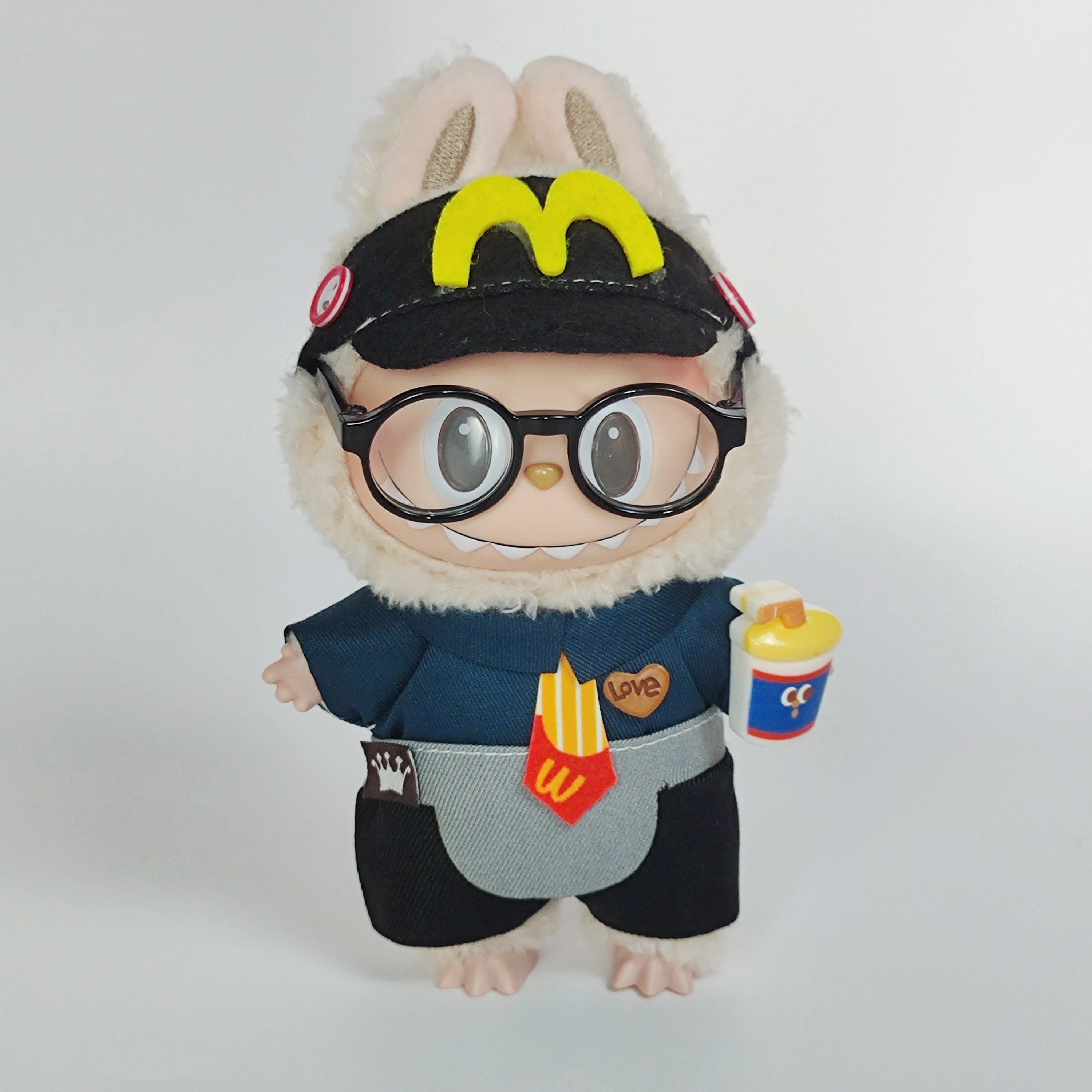 17 سنتيمتر Labubu أفخم دمية الفينيل صندوق أعمى معلقة سحر-مجموعة أزياء النادل للتغيير