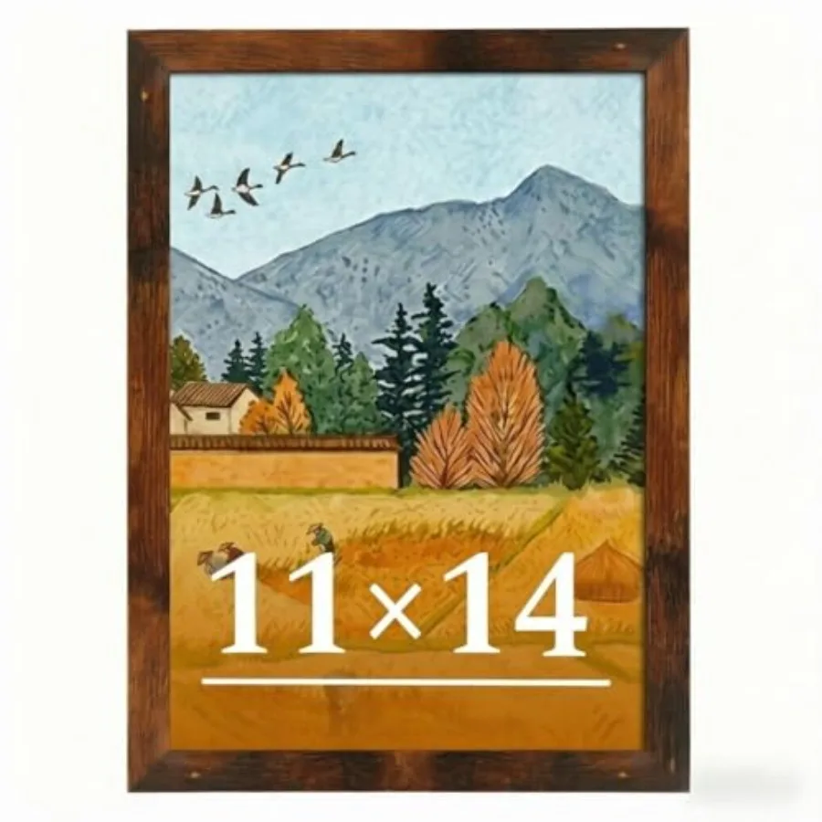 Picture Frame for Wall Display, Brown Picture Frame with Shatter Resistant Plexiglass, Stable and Sturdy 11 x 14 Poster Frame f