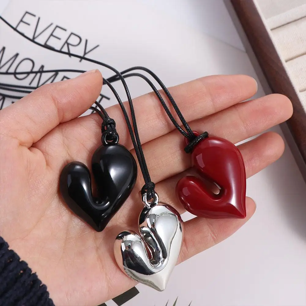 Pull-out Romantic Heart Pendant Necklace Irregular Drawstring Fashion Choker Vintage Aesthetic Sweater Chain Accessory