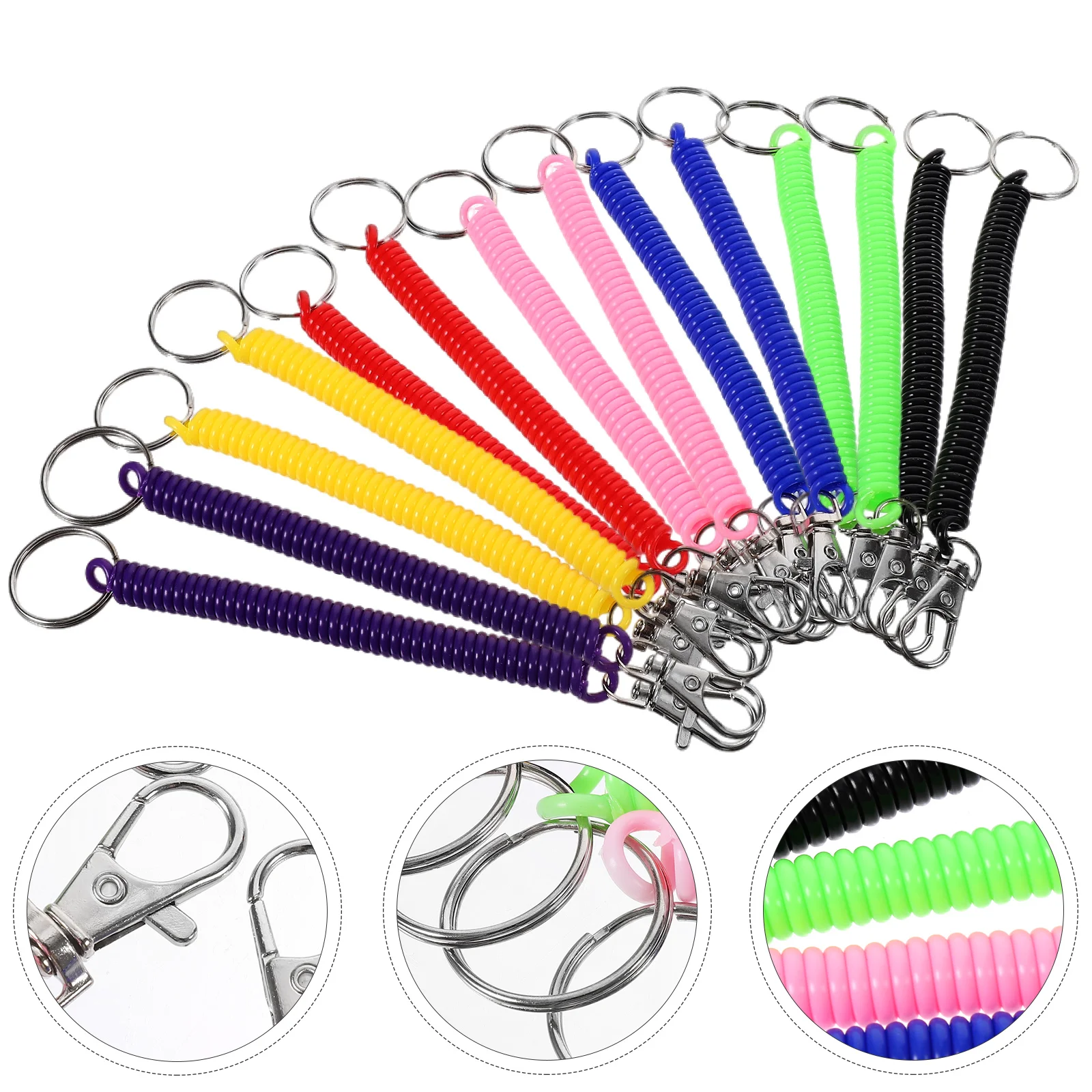 

14 Pcs Lanyard Outdoor Key Rope Spiral Chain Spring Keychain Coil Retractable Chains Telescopic