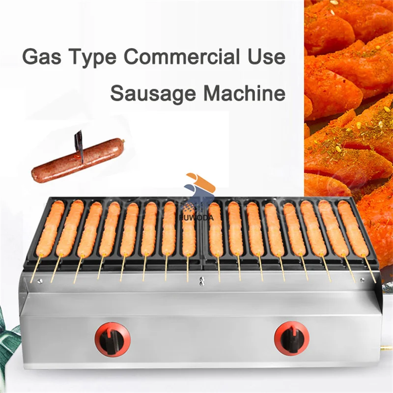 Commercial Gas Crispy French Hot Dog Maker 18 Grids Lolly Stick Baking Machine Sausage Grill Snacks Maker