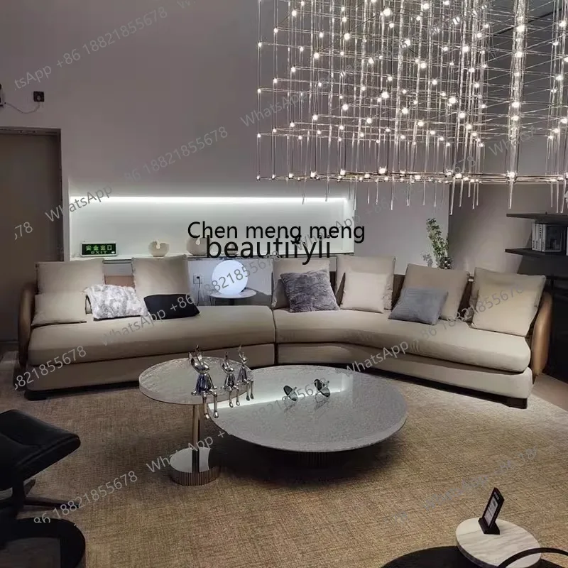 z183 Italian minimalist light luxury semi-curved sofa, combined sofa, cotton and linen sofa