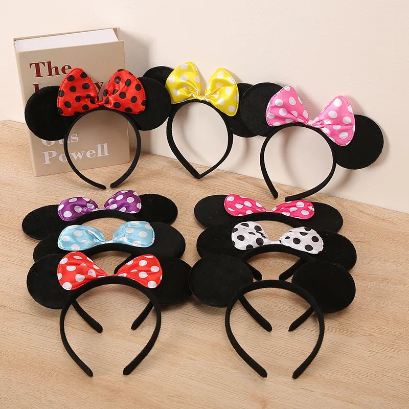 

Chic Disney Embroidery Sequin Minnie Ears Headband DOT Bow Hairband Girls Women Party Head Wear Kids DIY Hair Accessories