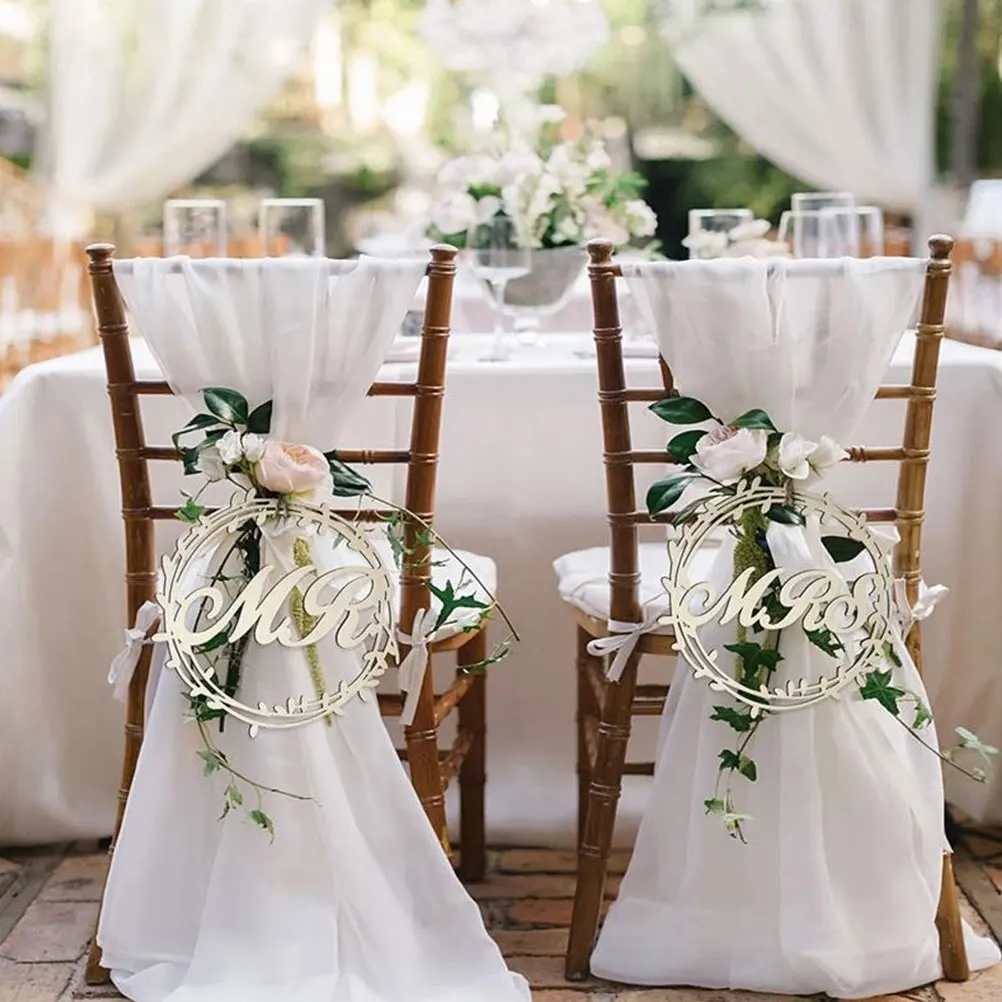 

4 PCS Wedding Decor Decoration Set Day Chair Label Photo Props Beige Decorations for Ceremony Bridegroom
