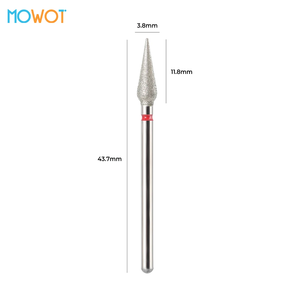 MOWOT 1 szt. Frez diamentowy płomień do manicure, obrotowy frez do skórek, frez do paznokci 3/32'', elektryczny frez do narzędzi do paznokci