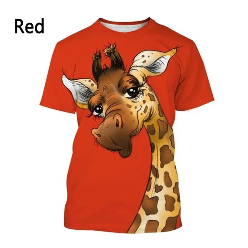 Funny Giraffe 3D Printed T-shirt Men's Fashion Clothing Streetwear T Shirt Summer Casual Short-sleeved Graphs Tops Boys Tees