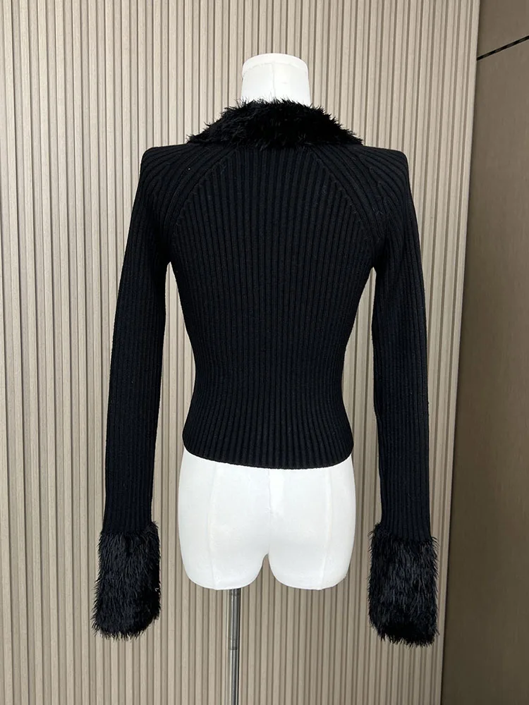 New Style Women O-Neck Cardigan Basic Black Sweater Autumn Winter Long Sleeve Plush Knitted Pullover Soft Fashion Gothic Elegant