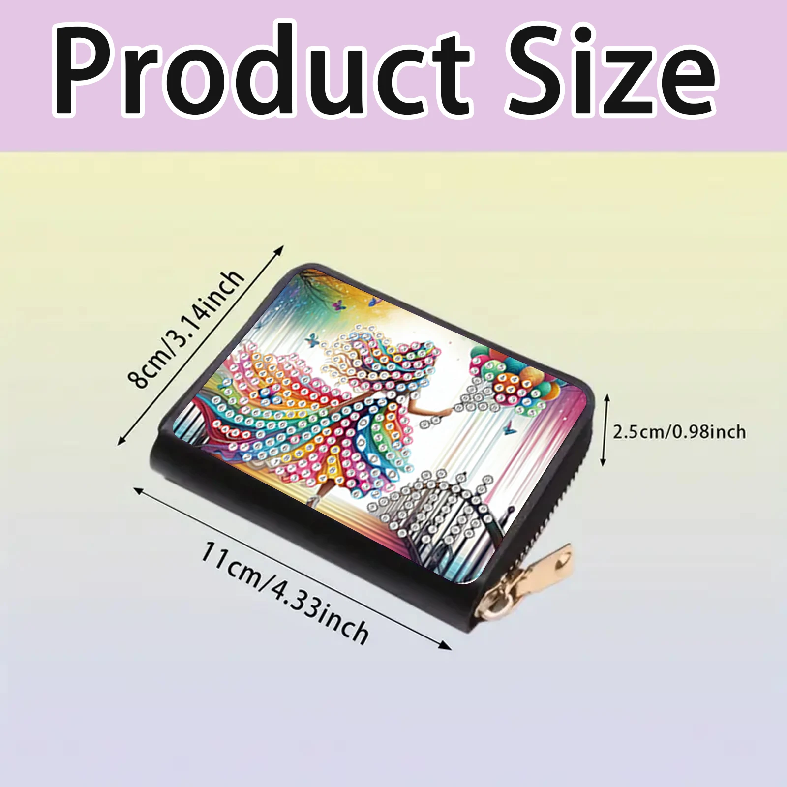 Diamond Art Painting Pocket bag Kit,Colorful Theme Special Shape Diamond Art Small Cards and Coins bag Storage Tote Art Bag Gift