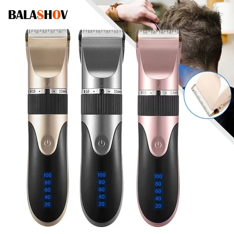 Wireless USB Ceramic Blade Hair Clipper - Low Noise, Length Adjustable Trimmer, Fine Tuning Barber Razor